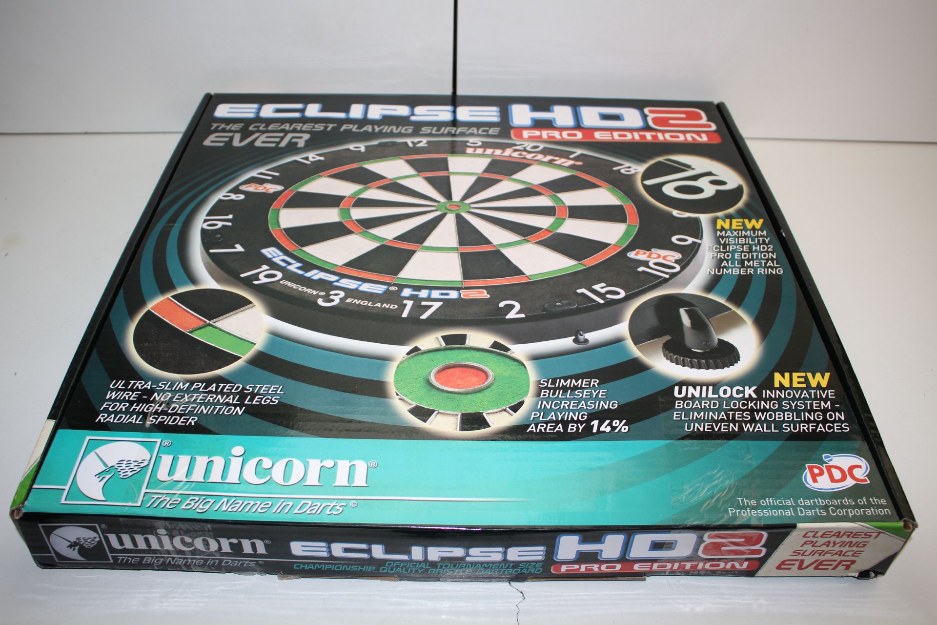 BOXED UNICORN ECLIPSE HD 2 PRO EDITION DART BOARD RRP £39.99Condition ReportAppraisal Available on