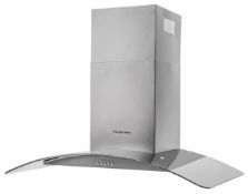 BOXED RUSSELL HOBBS 90CM WIDE GLASS & S/S CHIMNEY COOKER HOOD MODEL: RHGCH901SS-M RRP £139.