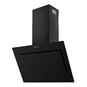 BOXED RUSSELL HOBBS WIDE ANGLED BLACK GLASS CHIMNEY COOKER HOOD MODEL: RHGCH902B-M RRP £140.