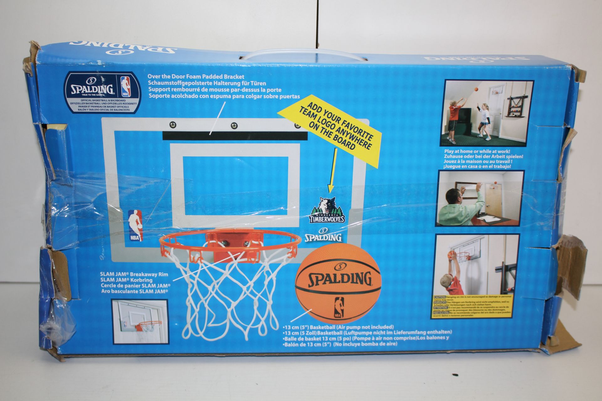 BOXED SPALDING OVER THE DOOR FOAM PADDED BASKET BALL BRACKET Condition ReportAppraisal Available