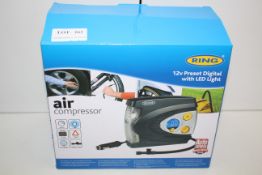 BOXED RING AIR COMPRESSOR 12V PRESET DIGITAL WITH LED LIGHT RRP £40.00Condition ReportAppraisal