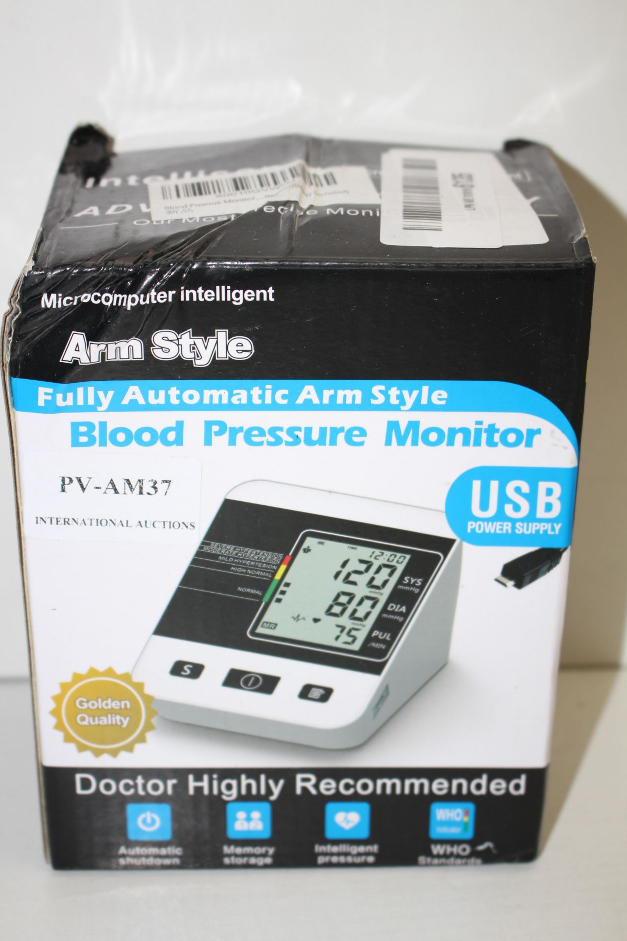 BOXED FULLY QAUTOMATIC ARM STYLE BLOOD PRESSURE MONITOR RRP £39.99Condition ReportAppraisal