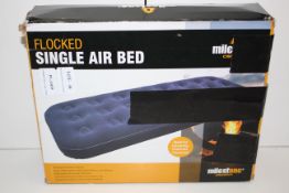 BOXED MILESTONE CAMPING FLOCKED SINGLE AIR BED Condition ReportAppraisal Available on Request- All
