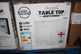 BOXED KUHLA FREESTANDING TABLETOP FRIDGE 43 LITRE WHITE RRP £99.00 New Fully Working, May Have