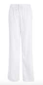 BRAND NEW White Linen Blend Wide Leg Trousers SIZE 8P RRP £24