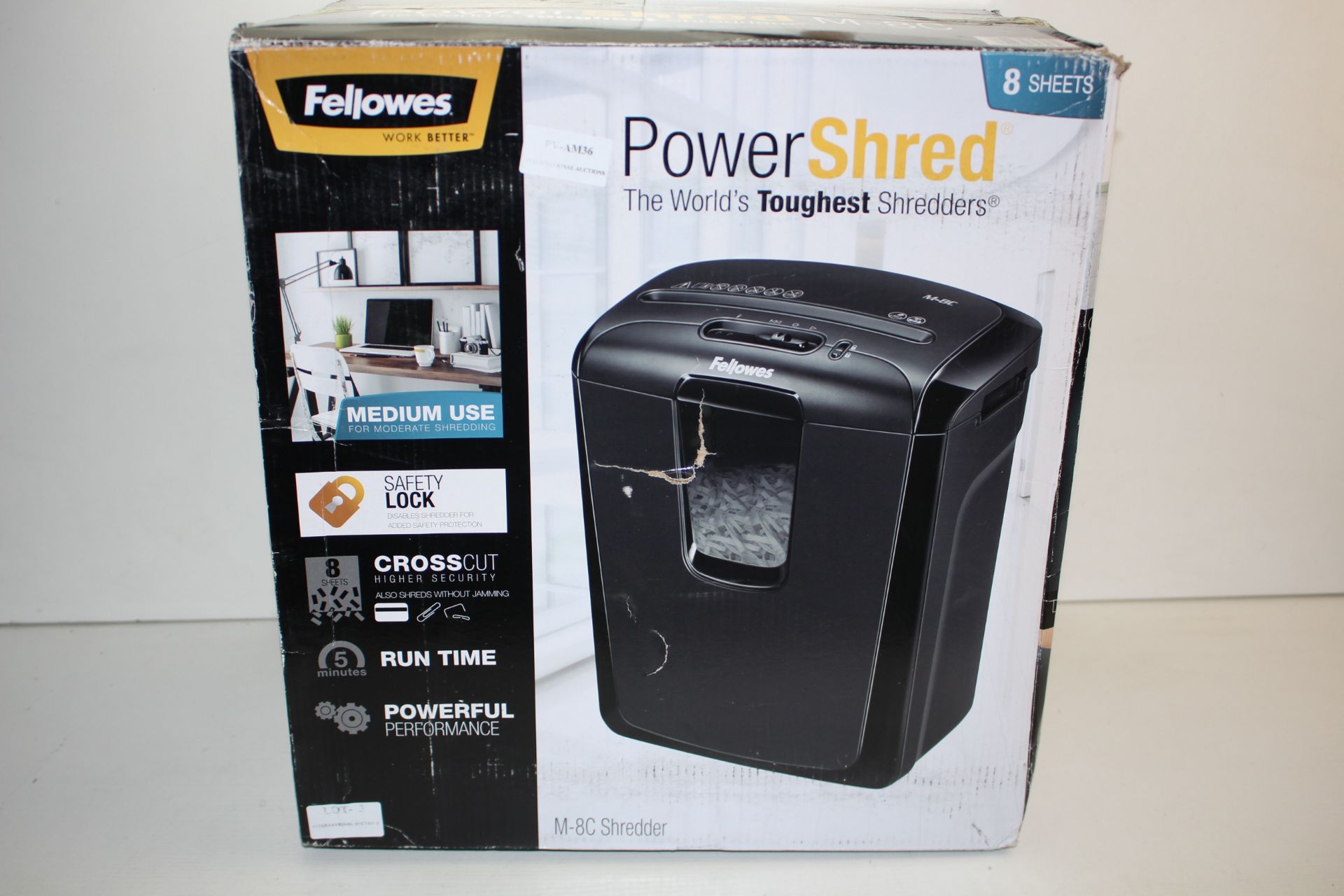 BOXED FELLOWES POWERSHRED M-8C SHREDDER RRP £71.99