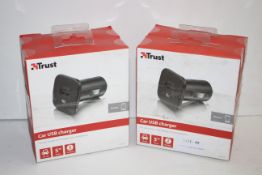 4X BOXED TRUST CAR USB CHARGERS 5W COMBINED RRP £6