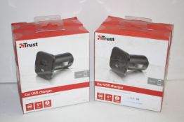 4X BOXED TRUST CAR USB CHARGERS 5W COMBINED RRP £6