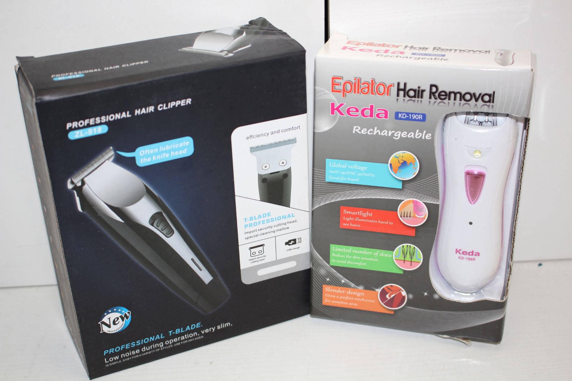 2X BOXED ITEMS TO INCLUDE LADIES EPILATOR & PROFESSIONAL HAIR CLIPPER Condition ReportAppraisal
