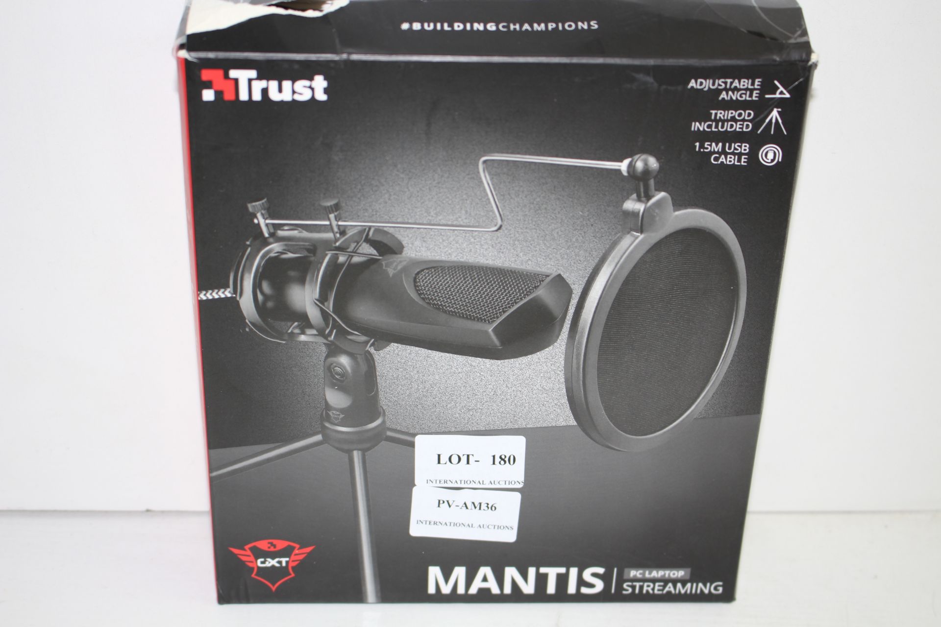 BOXED TRUST MANTIS PC LAPTOP STREAMING MICROPHONE MODEL: GXT 232 RRP £19.99Condition ReportAppraisal