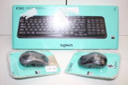 3X BOXED ASSORTED LOGITECH ITEMS TO INCLUDE 2X MOUSE & KEYBOARD Condition ReportAppraisal