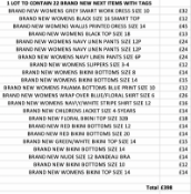 TOTAL RRP-£398.00 1 LOT TO CONTAIN 22 BRAND NEW NEXT ITEMS WITH TAGS SEE IMAGE (1009)Condition