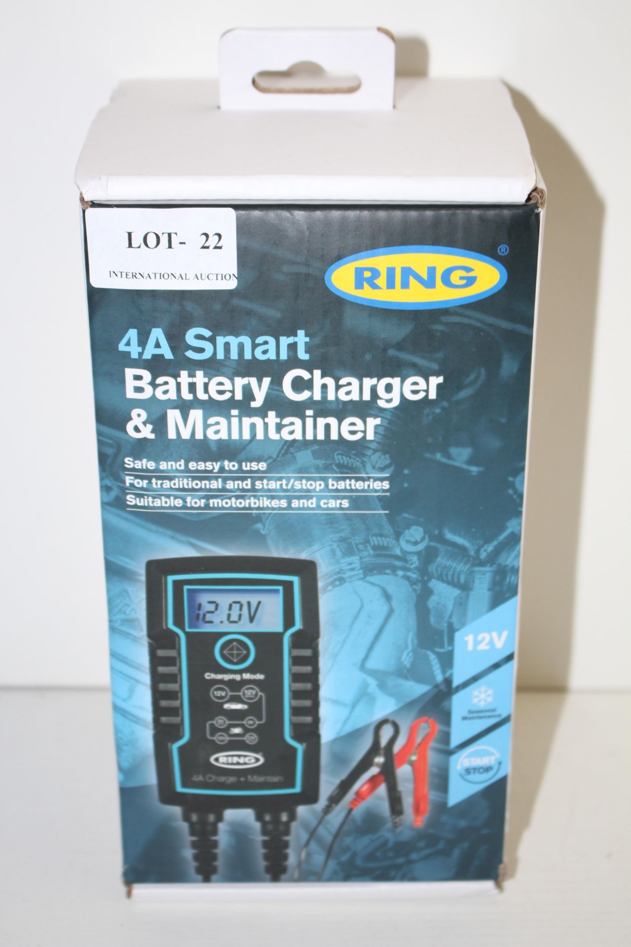 BOXED RING 4A SMART BATTERY CHARGER & MAINTAINER 12V RRP £44.99Condition ReportAppraisal Available