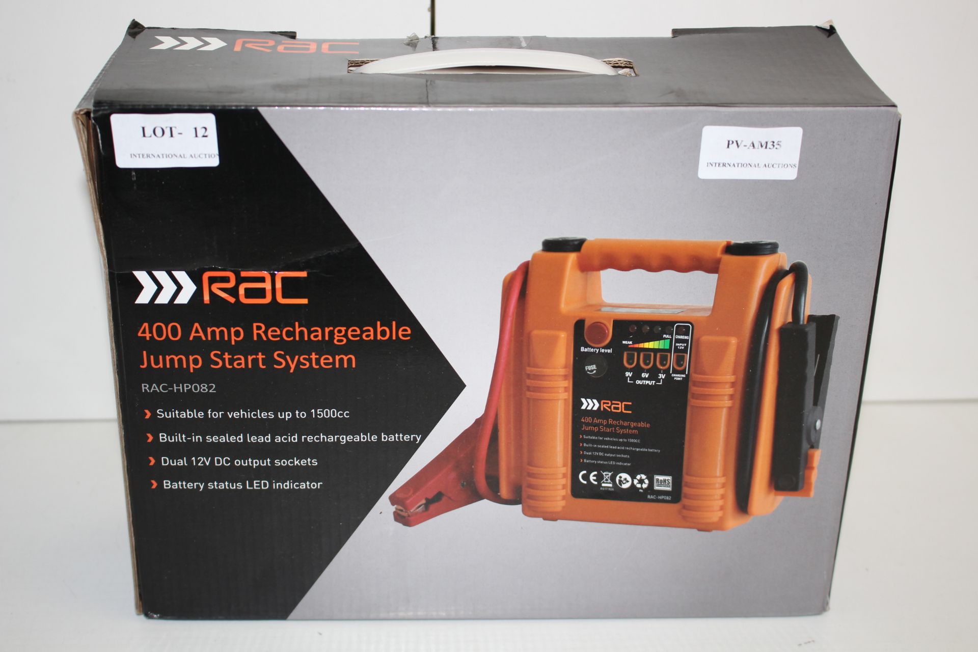 BOXED RAC 400AMP RECHARGEABLE JUMP START SYSTEM RRP £64.99Condition ReportAppraisal Available on