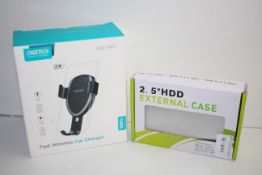 2X BOXED ASSORTED ITEMS TO INCLUDE CHOETECH FAST WIRELESS CHARGER & 2.5" EXTERNAL CASE Condition