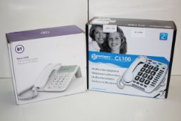 2X BOXED ASSORTED ITEMS TO INCLUDE BT DÉCOR 2200 PHONE & GEEMARC CL100 MULTIFUNCTION