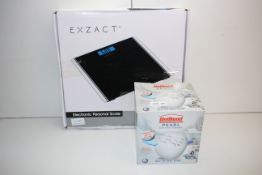 2X BOXED ITEMS TO INCLUDE EXZACT ELECTRONIC BATHROOM SCALE & UNIBOND PEARL MOISTURE