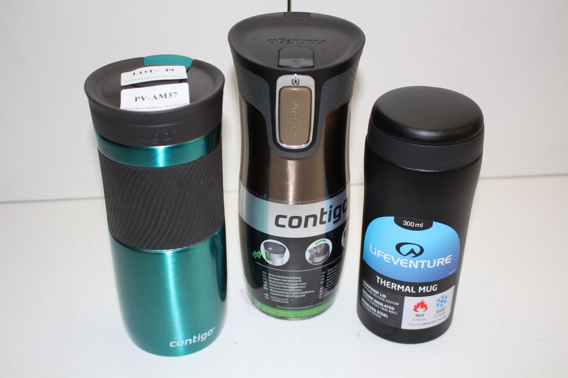 3X ASSORTED THERMAL MUGS BY CONTIGO & LIFEVENTURE COMBINED RRP £43.54Condition ReportAppraisal