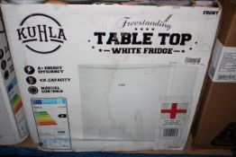 BOXED KUHLA TABLE TOP WHITE FRIDGE 43LITRE RRP £75.00Condition ReportAppraisal Available on Request-