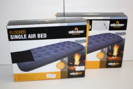 2X BOXED MILESTONE CAMPING FLOCKED SINGLE AIR BEDS COMBINED RRP £49.98Condition ReportAppraisal