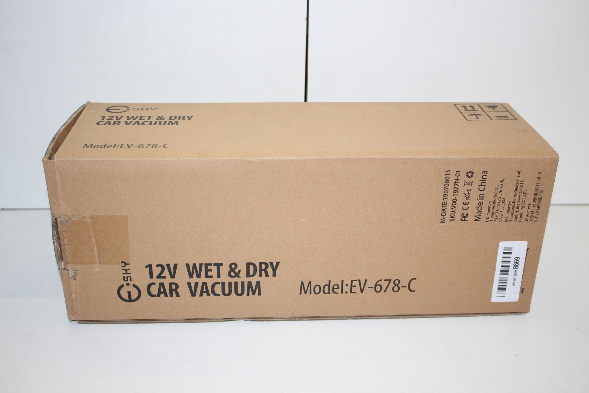 BOXED E-SKY 12V WET & DRY CAR VACUUM MODEL: EV-678-C RRP £28.99Condition ReportAppraisal Available