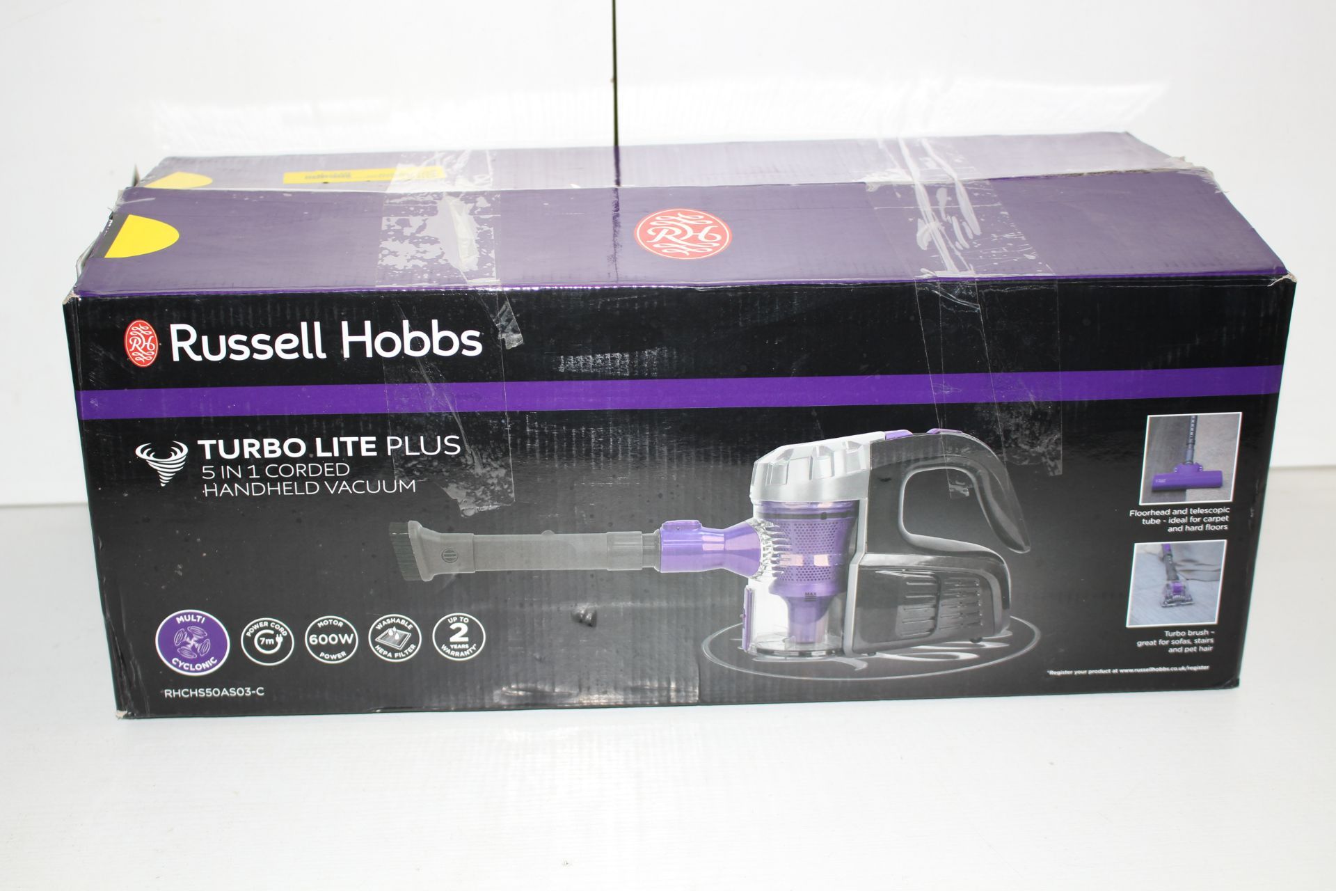 BOXED RUSSELL HOBBS TURBO LITE PLUS 5-IN-1 CORDED HANDHELD VACUUM MODEL: RHCHS50ASO3-C RRP £59.