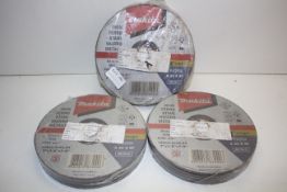 X 3 PACKS OF MAKITA ABRASIVE WHEELS EACH PACK CONTAINS 9 WHEELS RRP £60Condition ReportAppraisal