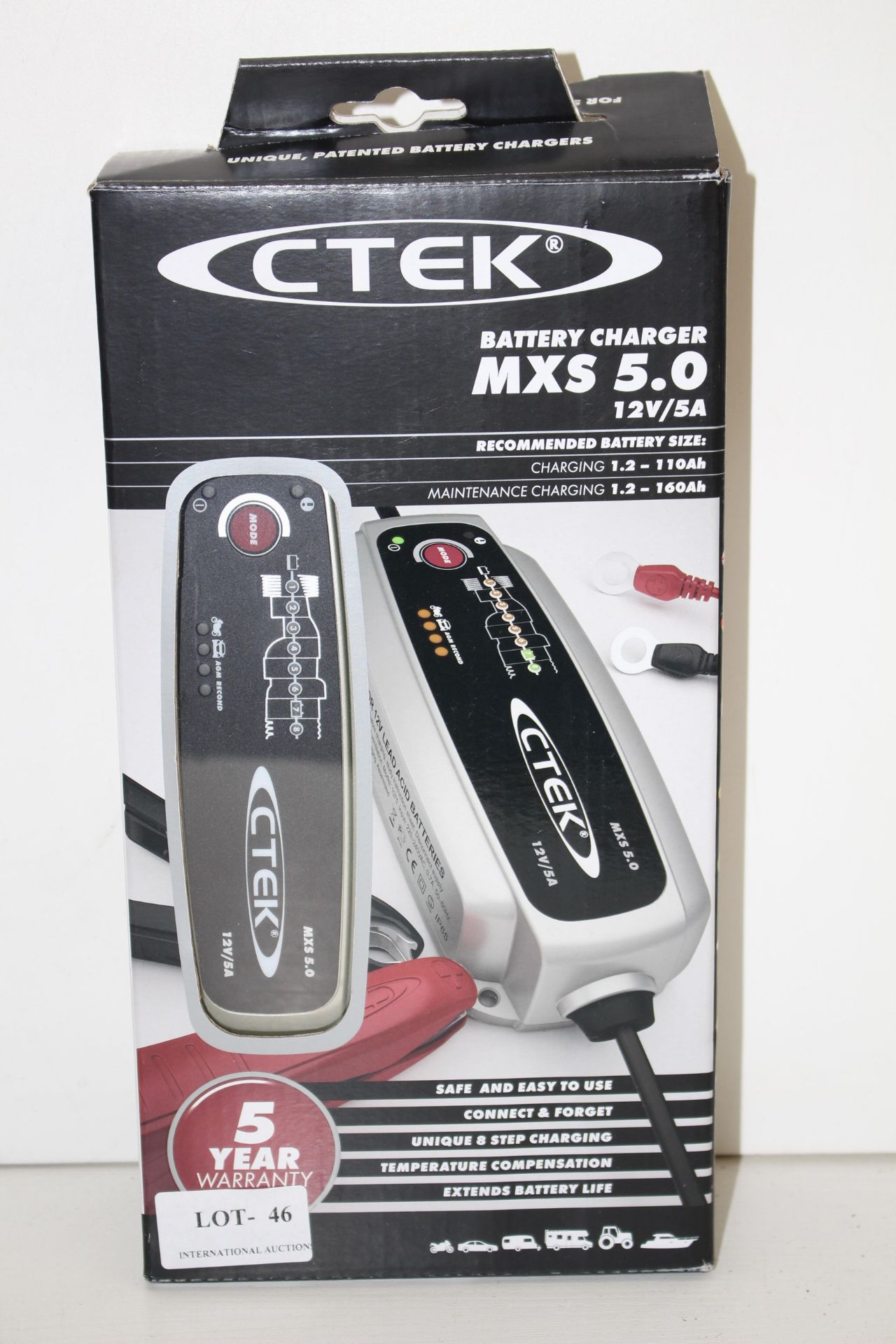 BOXED CTEK BATTERY CHARGER MXS 5.0 12V/5A RRP £103.73Condition ReportAppraisal Available on Request-