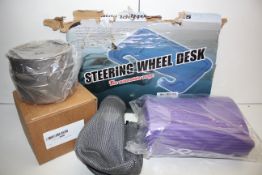 3X ASSORTED ITEMS TO INCLUDE CAMPING STOVE KIT, STEERING WHEEL DESK & OTHER (IMAGE DEPICTS STOCK)