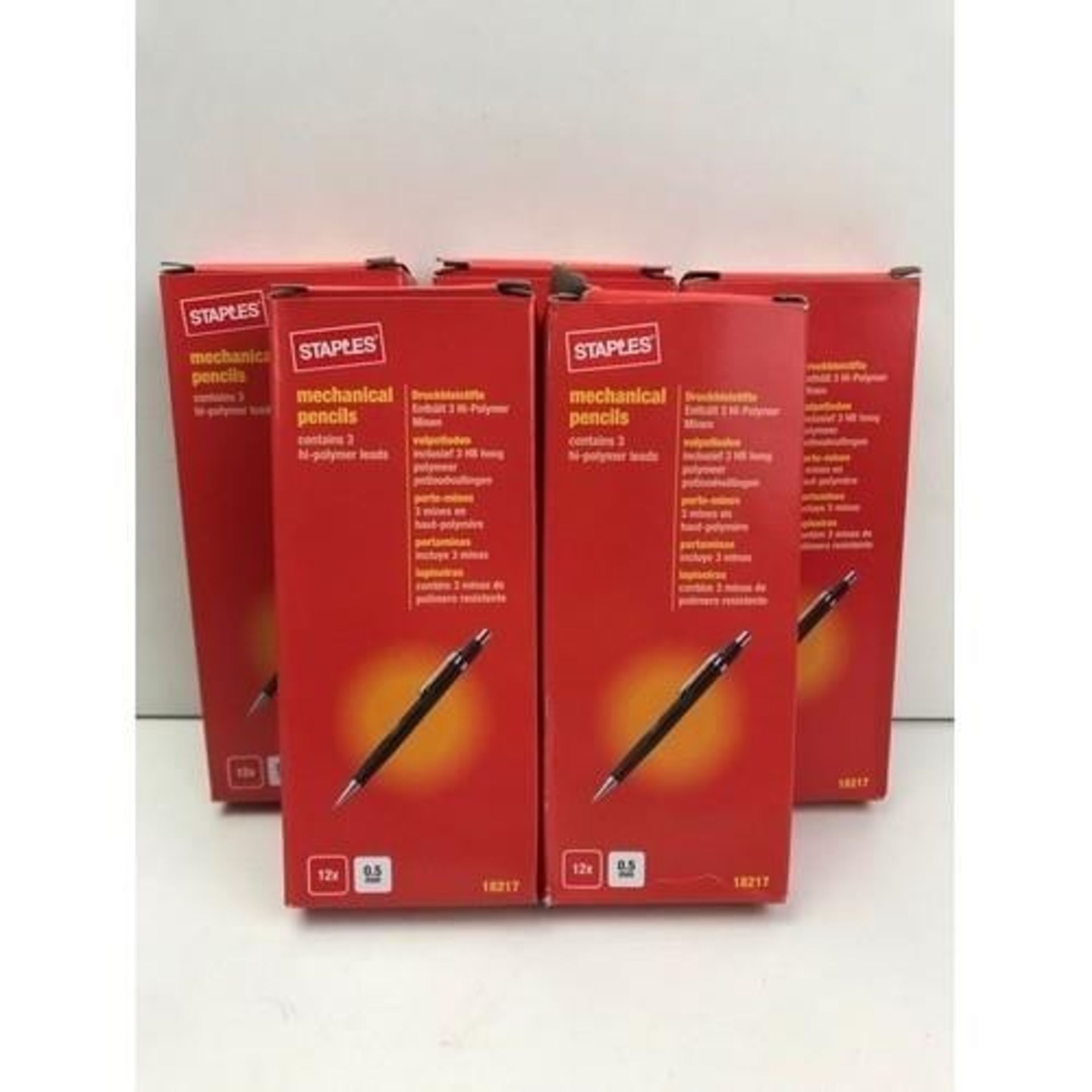 GRADE A- X5 BRAND NEW BOXED STAPLES MECHANICAL PENCILS, EACH BOX CONTAINS 12 PENCILS,RRP-£9.