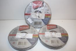 X 3 PACKS OF MAKITA ABRASIVE WHEELS EACH PACK CONTAINS 9 WHEELS RRP £60Condition ReportAppraisal