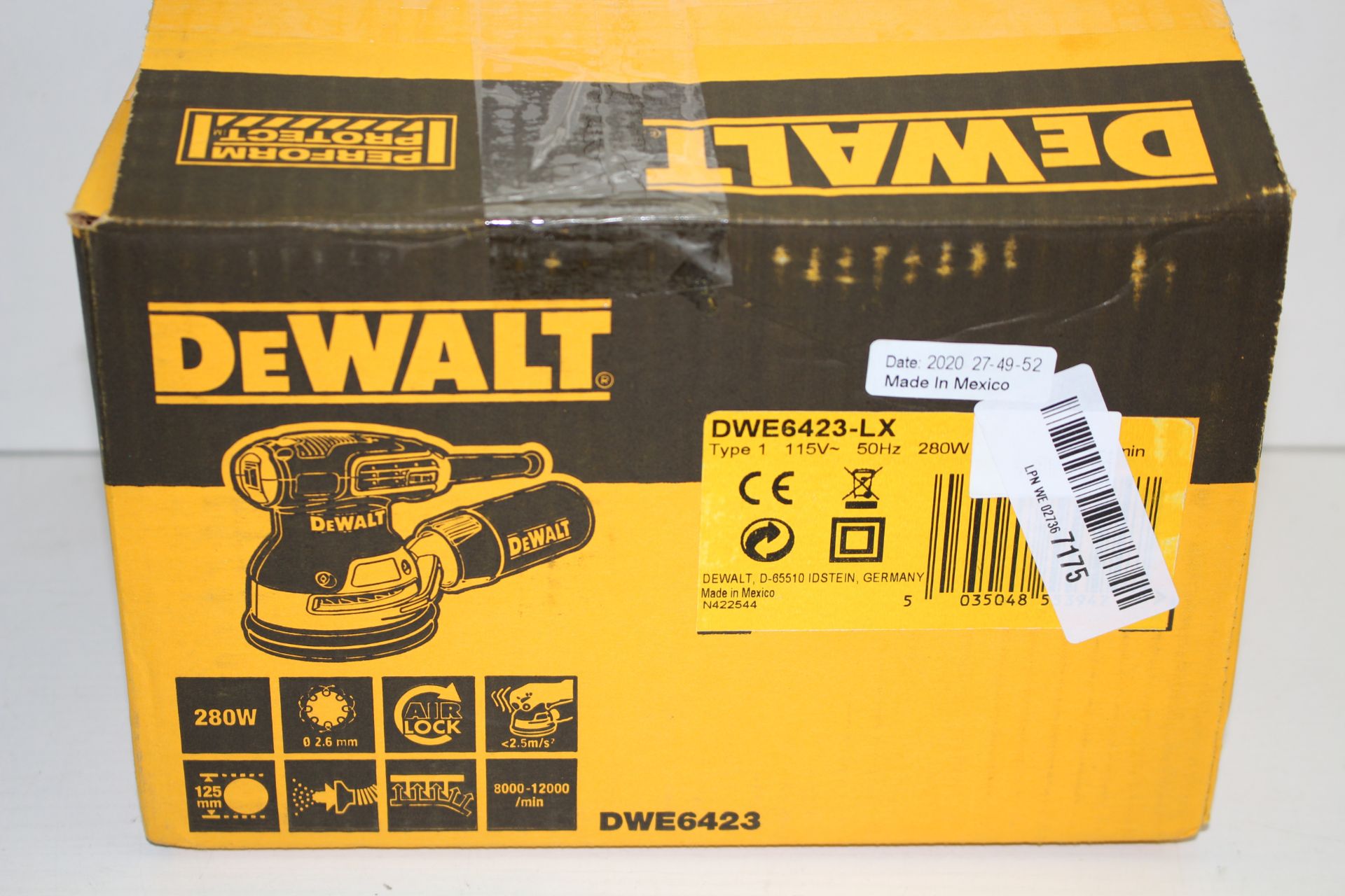 BOXED DEWALT PERFORM PROTECT DWE6423 125MM ORBITAL SANDER VARIABLE SPEED RRP £99.99Condition