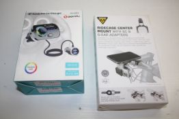 2X BOXED ASSORTED ITEMS TO INCLUDE TOPEAK RIDECASE CENTRE MOUNT & BLUETOOTH HANDSFREE CAR