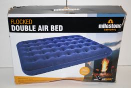 BOXED MILESTONE CAMPING FLOCKED DOUBLE AIR BED Condition ReportAppraisal Available on Request- All