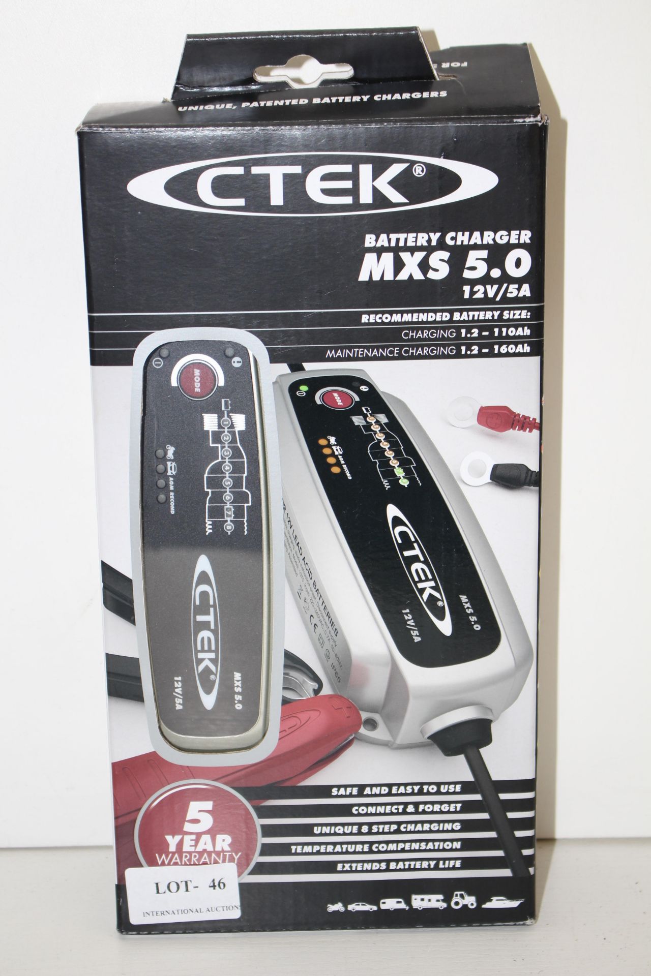 BOXED CTEK BATTERY CHARGER MXS 5.0 12V/5A RRP £103.73Condition ReportAppraisal Available on Request-