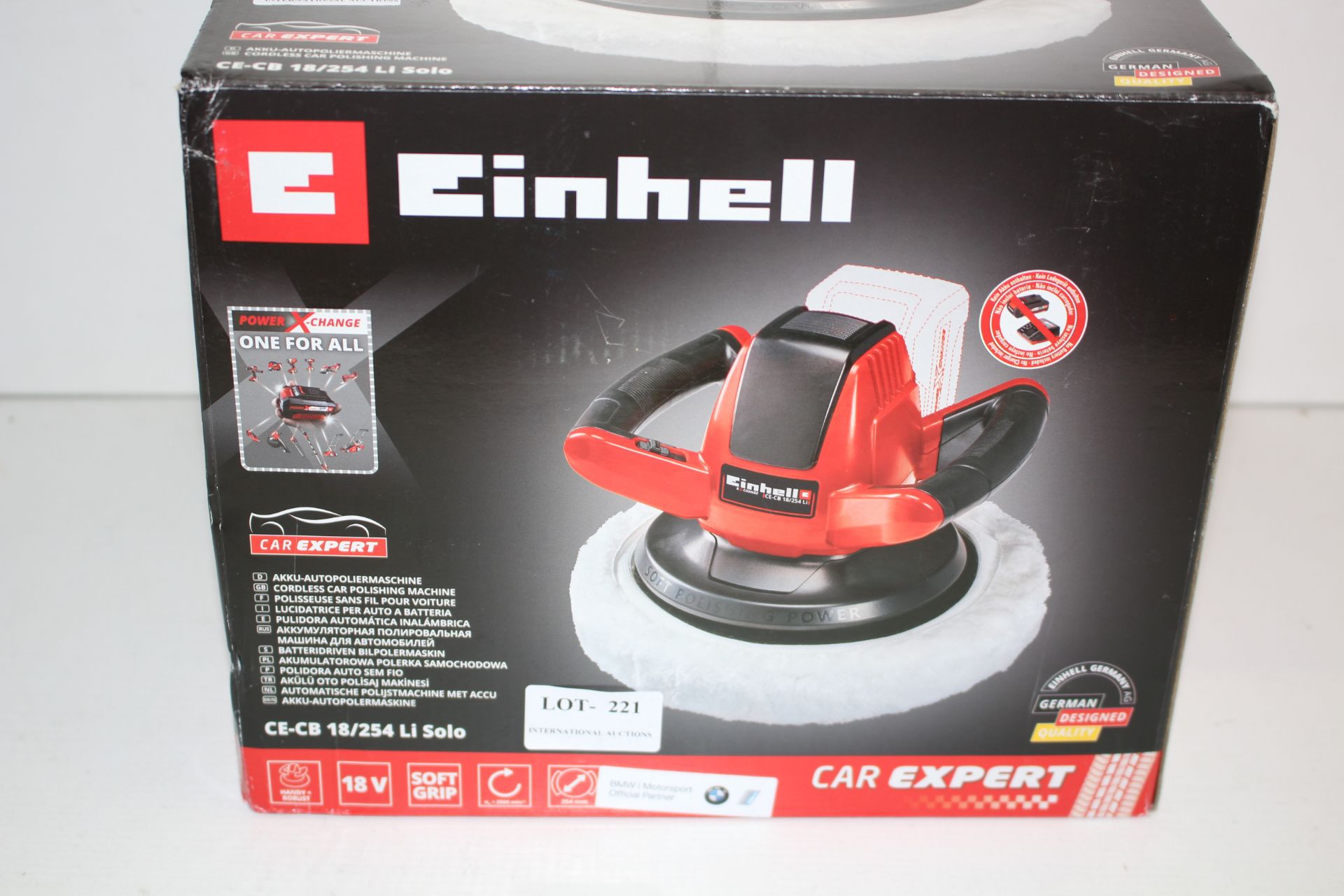 BOXED EINHELL CORDLESS CAR POLISHING MACHINE MODEL: CE-CB 18/254 RRP £40.57Condition ReportAppraisal