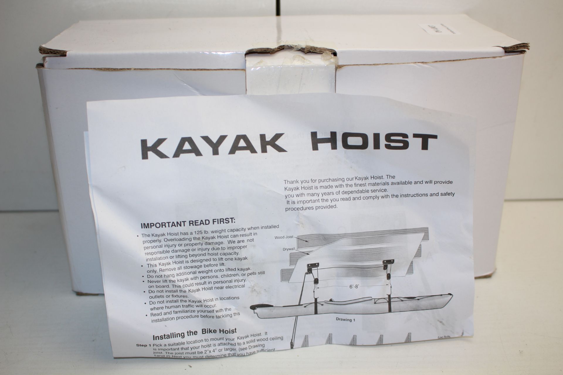 BOXED KAYAK HOIST Condition ReportAppraisal Available on Request- All Items are Unchecked/Untested