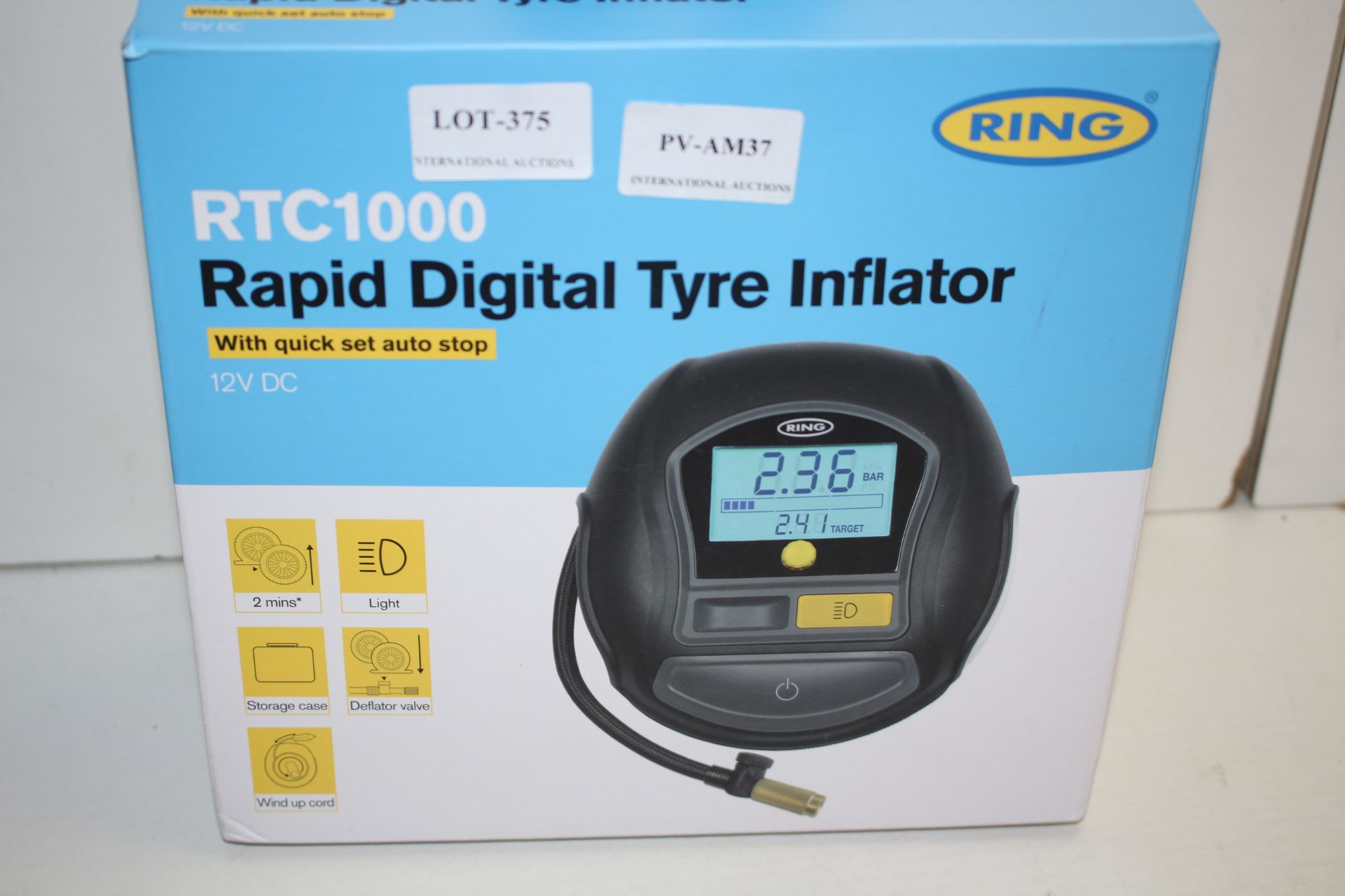 BOXED RING RTC1000 RAPID DIGITAL TYRE INFLATOR 12V DC RRP £43.52Condition ReportAppraisal