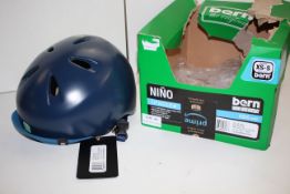 BOXED WITH TAGS BERN NINO ZIP MOLD+ KIDS BIKE SATIN NAVY ZIG-ZAG SIZE XS/S RRP £40.00Condition