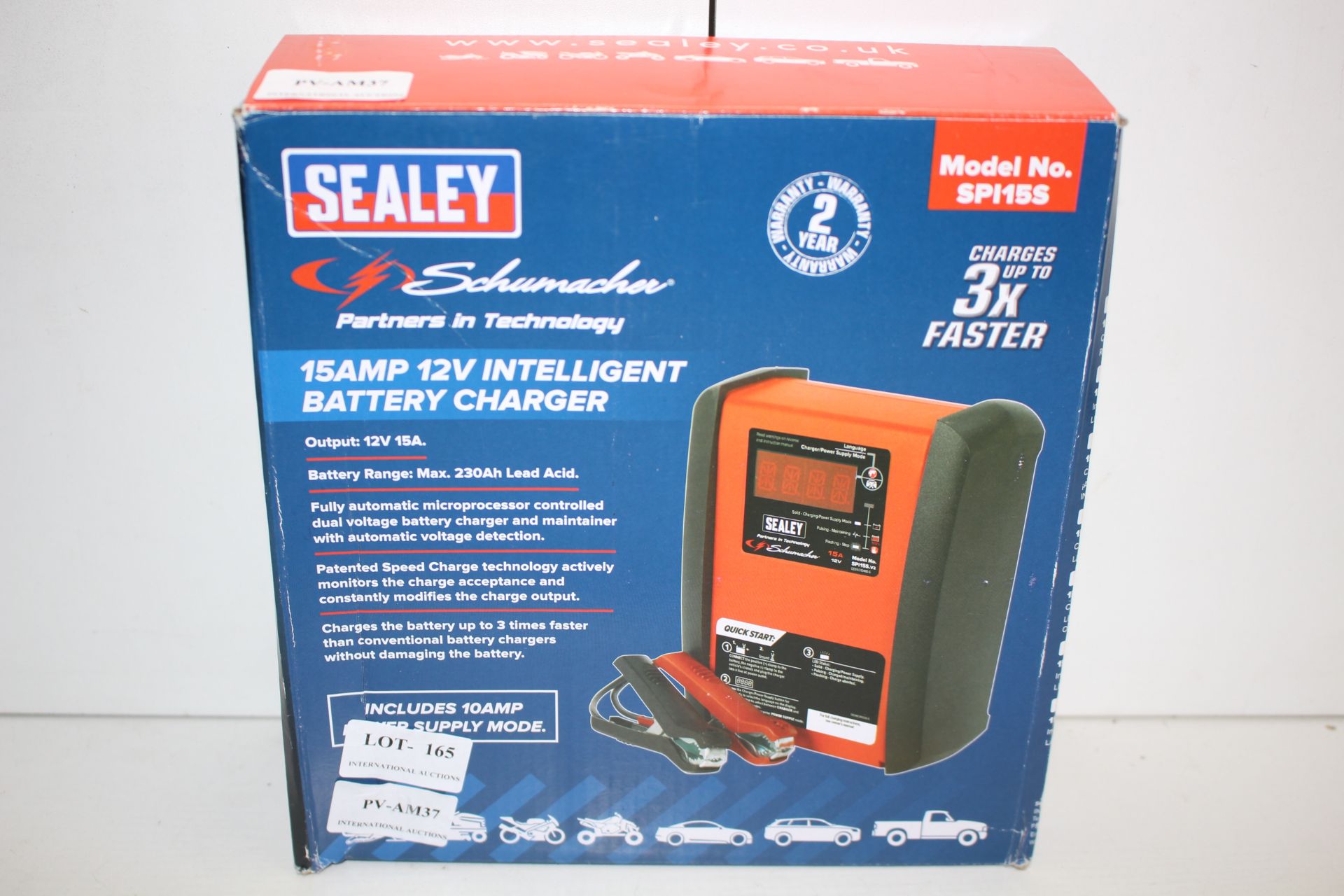 BOXED SEALEY 15AMP 12V INTELLIGENT BATTERY CHARGER MODEL NO. SPI15S RRP £169.86Condition