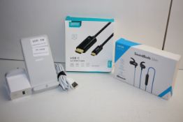 3X ASSORTED ITEMS TO INCLUDE ANKER WIRELESS CHARGER, CHOTECH USBC & ANKER SOUNDBUDS SLIM (IMAGE