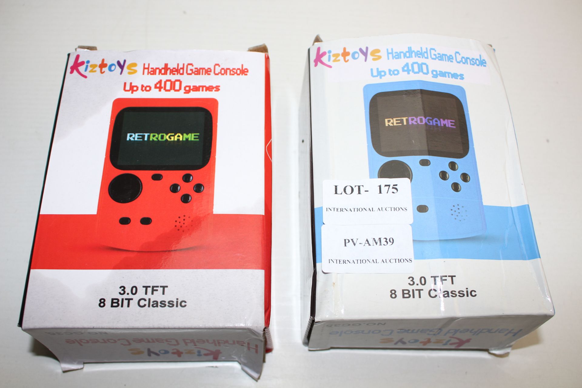 2X BOXED KIZTOYS HANDHELD GAME CONSOLE UPTO 400 GAMES (IMAGE DEPICTS STOCK)Condition ReportAppraisal