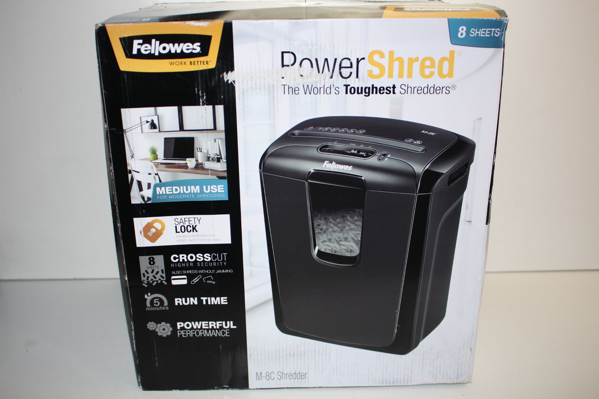 BOXED FELLOWES POWERSHRED M-8C SHREDDER RRP £71.99Condition ReportAppraisal Available on Request-