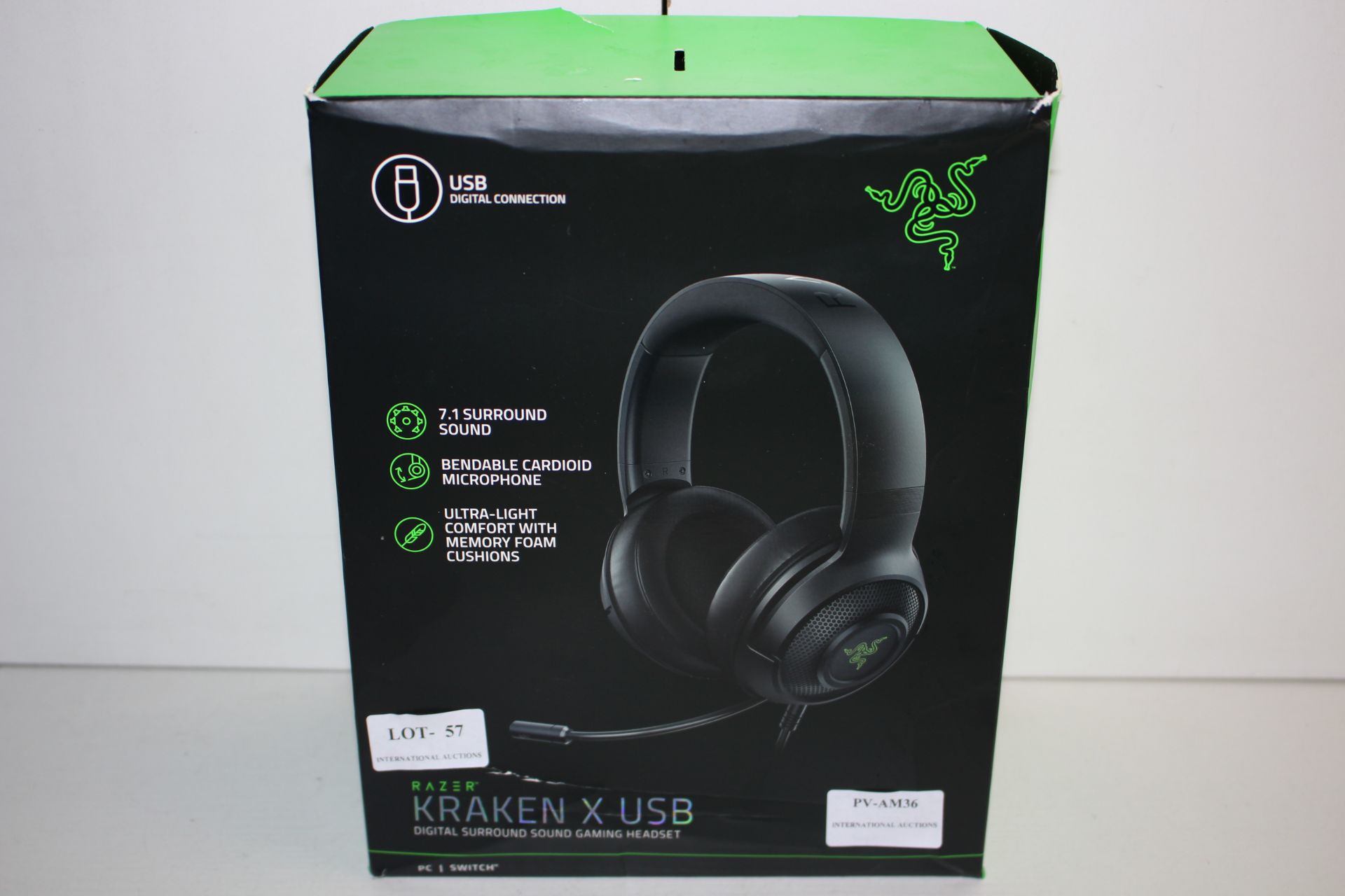 BOXED RAZER KRAKEN X USB DIGITAL SURROUND SOUND GAMING HEADSET RRP £59.99Condition ReportAppraisal