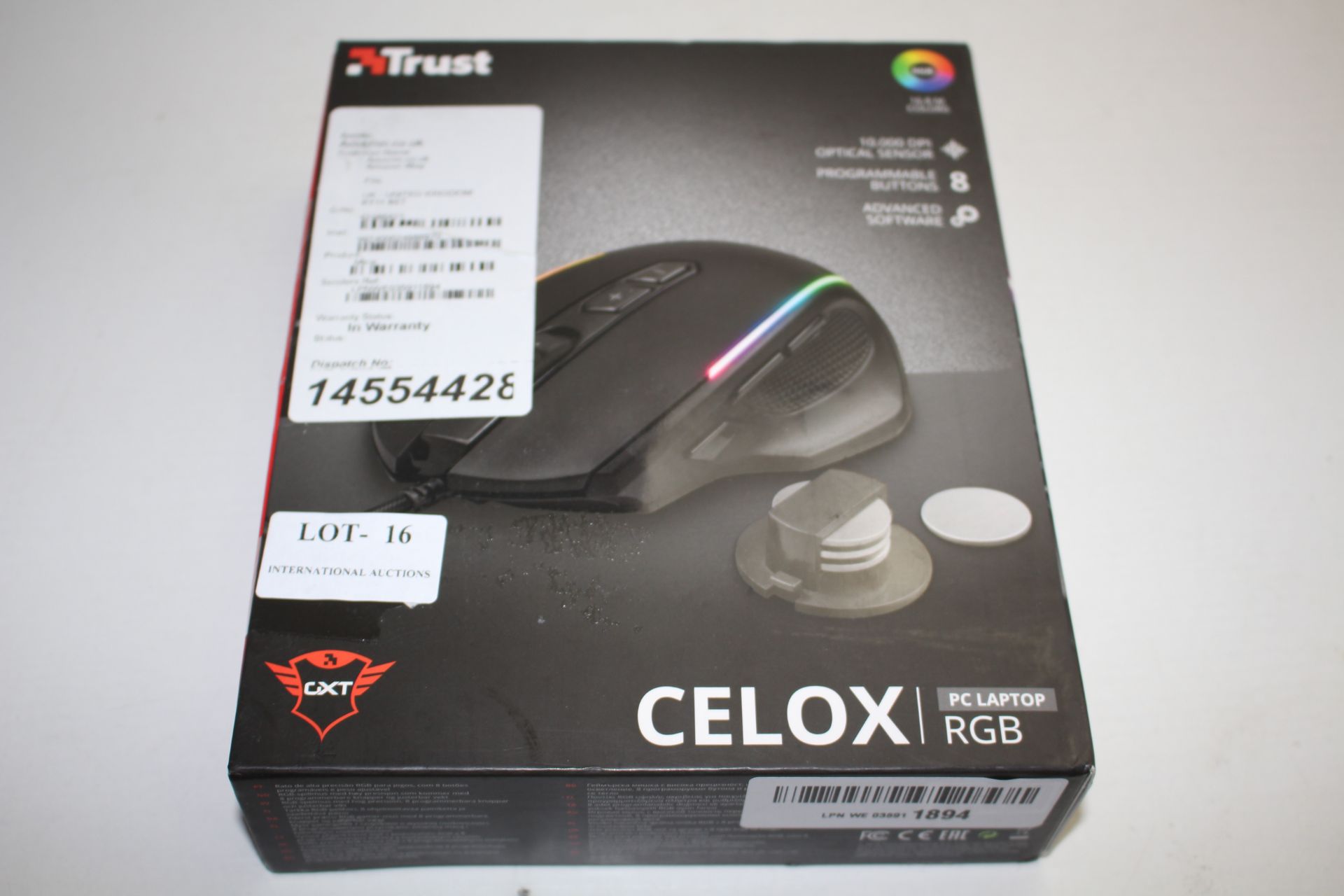 BOXED TRUST CELOX PC LAPTOP RGB MOUSE RRP £44.99Condition ReportAppraisal Available on Request-