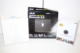 3X ASSORTED BOXED ITEMS TO INCLUDE WEBCAM, ASUS USB BT-400 & LITTLELF SMART HOME CAMERACondition