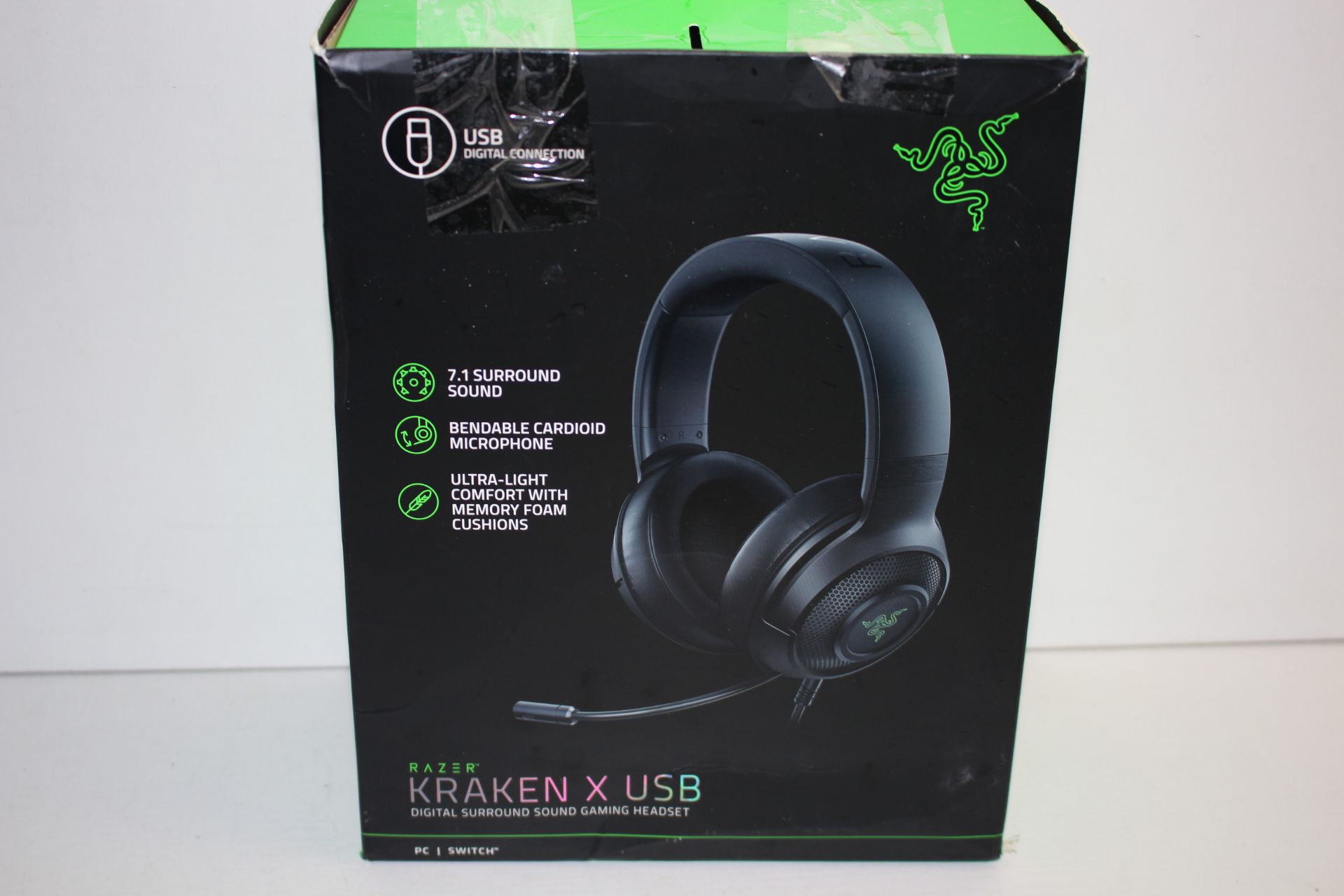 BOXED RAZER KRAKEN X USB DIGITAL SURROUND SOUND GAMING HEADSET RRP £59.99Condition ReportAppraisal