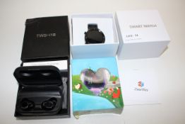 3X ASSORTED BOXED ITEMS TO INCLUDE TWS-i18 WIRELESS EARPHONES, SMART WATCHES (IMAGE DEPICTS STOCK)
