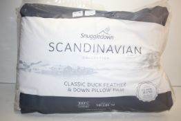 BAGGED SNUGGLEDOWN SCANDINAVIAN CLASSIC DUCK FEATHER & DOWN PILLOW PAIR RRP £27.69Condition