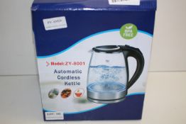 BOXED AUTOMATIC CORDLESS KETTLE MODEL: ZY-8001Condition ReportAppraisal Available on Request- All
